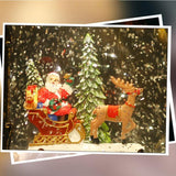 Maxbell Christmas Snow Globe Lantern Xmas Decorations for Farmhouse Entrance Desktop Brown Santa Claus