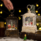 Maxbell Christmas Snow Globe Lantern Xmas Decorations for Farmhouse Entrance Desktop Brown Santa Claus