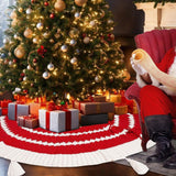Maxbell Knitted Christmas Tree Skirt Round Xmas Tree Skirt for Party Holiday Outdoor