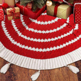 Maxbell Knitted Christmas Tree Skirt Round Xmas Tree Skirt for Party Holiday Outdoor