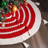 Maxbell Knitted Christmas Tree Skirt Round Xmas Tree Skirt for Party Holiday Outdoor