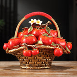 Maxbell Persimmon Fruit Basket Statue Desktop Ornament for Desk Entrance Living Room