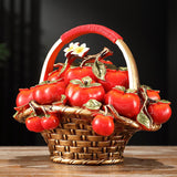 Maxbell Persimmon Fruit Basket Statue Desktop Ornament for Desk Entrance Living Room