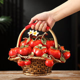 Maxbell Persimmon Fruit Basket Statue Desktop Ornament for Desk Entrance Living Room