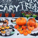 Maxbell 12 Pieces Decorative Pumpkins Orange for Kitchen Fall Thanksgiving Halloween