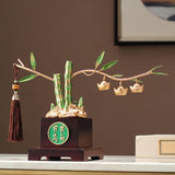 Maxbell Bamboo Statue Ornament Creative Bamboo Sculpture for Bookshelf Office Garden