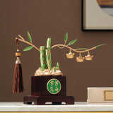 Maxbell Bamboo Statue Ornament Creative Bamboo Sculpture for Bookshelf Office Garden