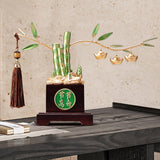 Maxbell Bamboo Statue Ornament Creative Bamboo Sculpture for Bookshelf Office Garden
