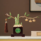 Maxbell Bamboo Statue Ornament Creative Bamboo Sculpture for Bookshelf Office Garden