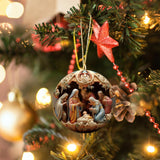 Christmas Nativity Scene Ornament Xmas Tree Hanging Ornament for Desk Garden Style C