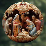 Christmas Nativity Scene Ornament Xmas Tree Hanging Ornament for Desk Garden Style C