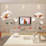 Maxbell 2x Lotus Wall Sticker Waterproof DIY Wall Decor for Kitchen Nursery Restroom