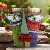 Maxbell Abstract Face Plant Pot Indoor Outdoor Cute Windowsill Resin Statue Ornament