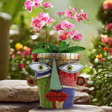 Maxbell Abstract Face Plant Pot Indoor Outdoor Cute Windowsill Resin Statue Ornament
