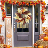 Maxbell Artificial Wheat Ears Wreath Autumn Wreath for Holiday Window Indoor Outdoor