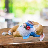 Sleeping Rabbit Statue Gift Animal Sculpture for Outdoor Indoor Desktop Lawn