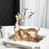 Acrylic Optical Animal Ornament Gift Deer Statue for Cabinet Study Farmhouse 2 Brown Deer