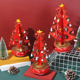 Christmas Tree Music Box with Figurines Ornaments for Office Cabinet Bedroom 14cmx27cm