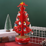 Christmas Tree Music Box with Figurines Ornaments for Office Cabinet Bedroom 14cmx27cm