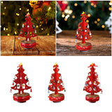 Christmas Tree Music Box with Figurines Ornaments for Office Cabinet Bedroom 14cmx27cm