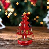 Christmas Tree Music Box with Figurines Ornaments for Office Cabinet Bedroom 14cmx27cm