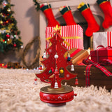 Christmas Tree Music Box with Figurines Ornaments for Office Cabinet Bedroom 14cmx27cm