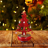 Christmas Tree Music Box with Figurines Ornaments for Office Cabinet Bedroom 14cmx27cm