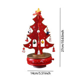 Christmas Tree Music Box with Figurines Ornaments for Office Cabinet Bedroom 14cmx27cm