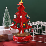 Christmas Tree Music Box with Figurines Ornaments for Office Cabinet Bedroom 14cmx27cm