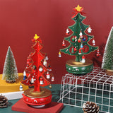 Christmas Tree Music Box with Figurines Ornaments for Office Cabinet Bedroom 14cmx27cm