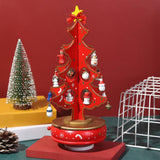 Christmas Tree Music Box with Figurines Ornaments for Office Cabinet Bedroom 14cmx27cm