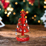 Christmas Tree Music Box with Figurines Ornaments for Office Cabinet Bedroom 16cmx29.8cm