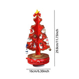 Christmas Tree Music Box with Figurines Ornaments for Office Cabinet Bedroom 16cmx29.8cm