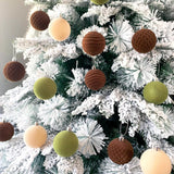 16 Pieces Christmas Flocking Balls Hanging for Holiday Porch Yard Decoration green