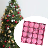 16 Pieces Christmas Flocking Balls Hanging for Holiday Porch Yard Decoration pink