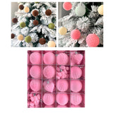 16 Pieces Christmas Flocking Balls Hanging for Holiday Porch Yard Decoration pink