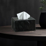 Tissue Container Holder Ceramic Tissue Box for Tabletop Living Room Bathroom black