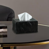 Tissue Container Holder Ceramic Tissue Box for Tabletop Living Room Bathroom black