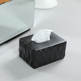 Tissue Container Holder Ceramic Tissue Box for Tabletop Living Room Bathroom black