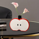 Apples Shape Vase Crafts Tabletop Ornament for Farmhouse Cabinet Dining Room Red