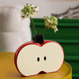 Apples Shape Vase Crafts Tabletop Ornament for Farmhouse Cabinet Dining Room Red