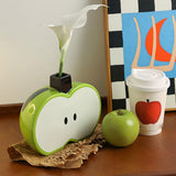 Apples Shape Vase Crafts Tabletop Ornament for Farmhouse Cabinet Dining Room Green