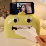 Ceramic Tissue Box Cute Tissue Container Holder for Travel Night Stands Home green