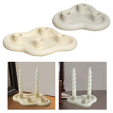 Taper Candle Holder Tray Church Hotel New Year Christmas Ceramic Candlestick Beige