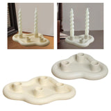 Taper Candle Holder Tray Church Hotel New Year Christmas Ceramic Candlestick Beige