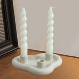 Taper Candle Holder Tray Church Hotel New Year Christmas Ceramic Candlestick Light Gray