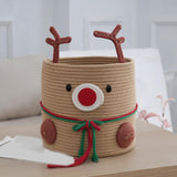 Reindeer Christmas Basket Storage Bin for Clothes Towels Living Room Holiday L