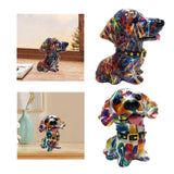 Dog Statue Artwork Collection Lovely Resin Figurine for Bedroom Home Cabinet Colorful