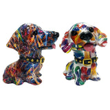 Dog Statue Artwork Collection Lovely Resin Figurine for Bedroom Home Cabinet Colorful