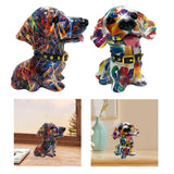 Dog Statue Artwork Collection Lovely Resin Figurine for Bedroom Home Cabinet Colorful